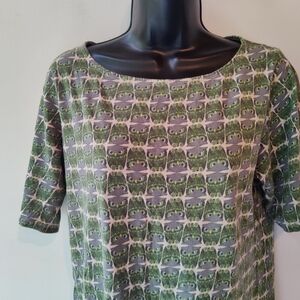 Uniqlo Ivanka Helsinki Owl Print Cotton Tunic Tee M